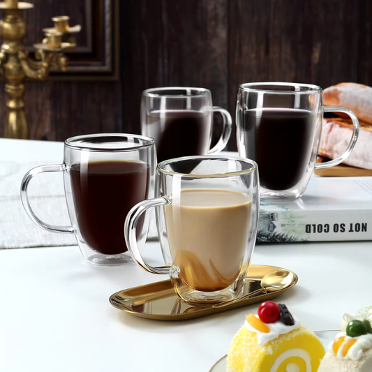 Bundle Gift Set - Double Wall Tea & Coffee Glass Mug Set - 350 ML