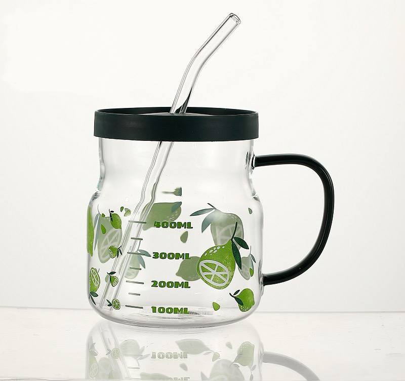 Sublimated Glass Tank with Glass Straw (Dash of Green)