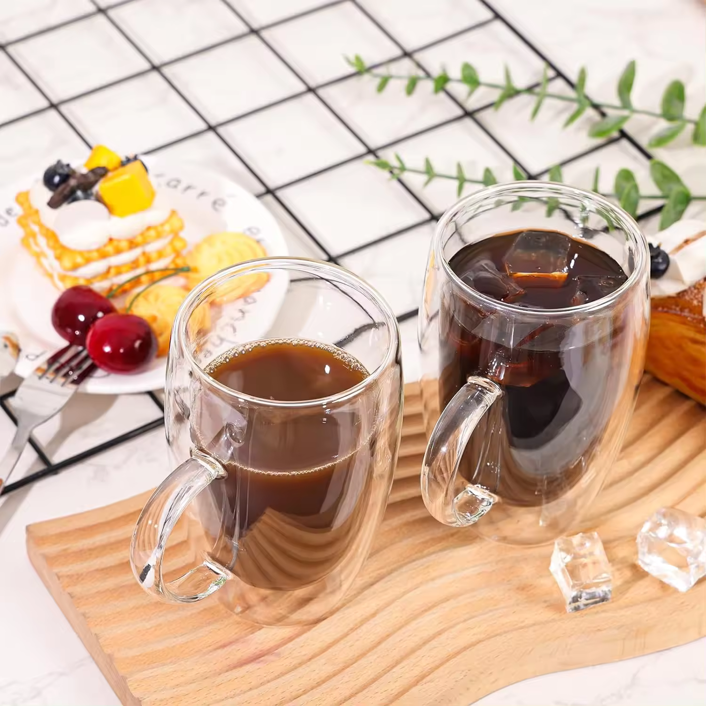 Bundle Gift Pack - Double Wall Tea & Coffee Glass Mug Set - 350 ML