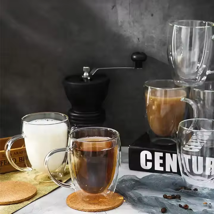 Bundle Gift Pack - Double Wall Tea & Coffee Glass Mug Set - 350 ML