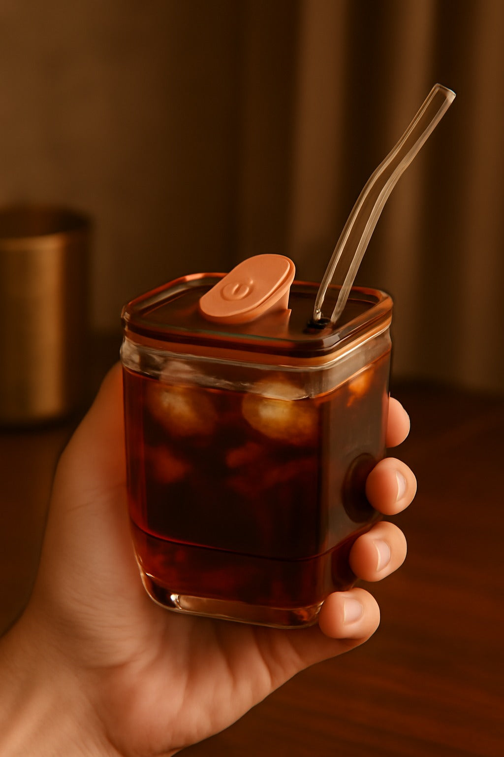 Cuprism Glass Cup with Leather Sleeve