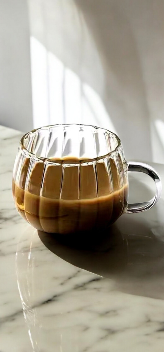 Cozy Glass Mug with stripe patterns