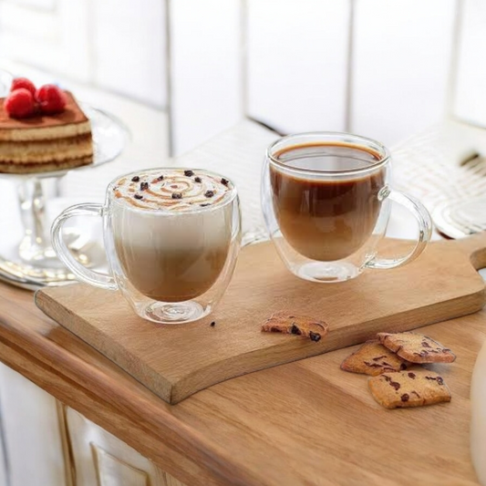 Double Wall Tea & Coffee Glass Mug - 250 ML