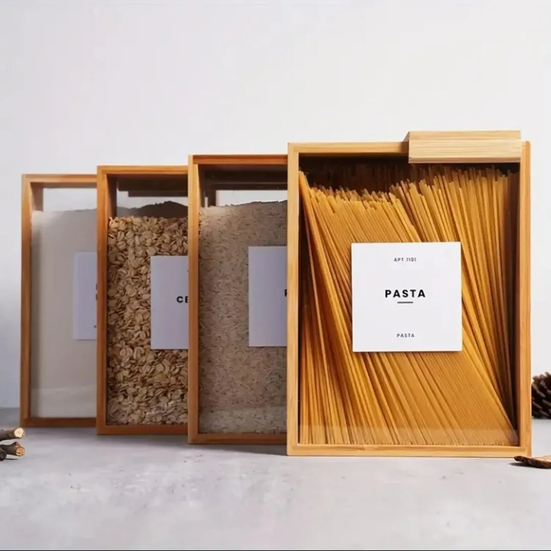 Bamboo Food Storage Container with Labels