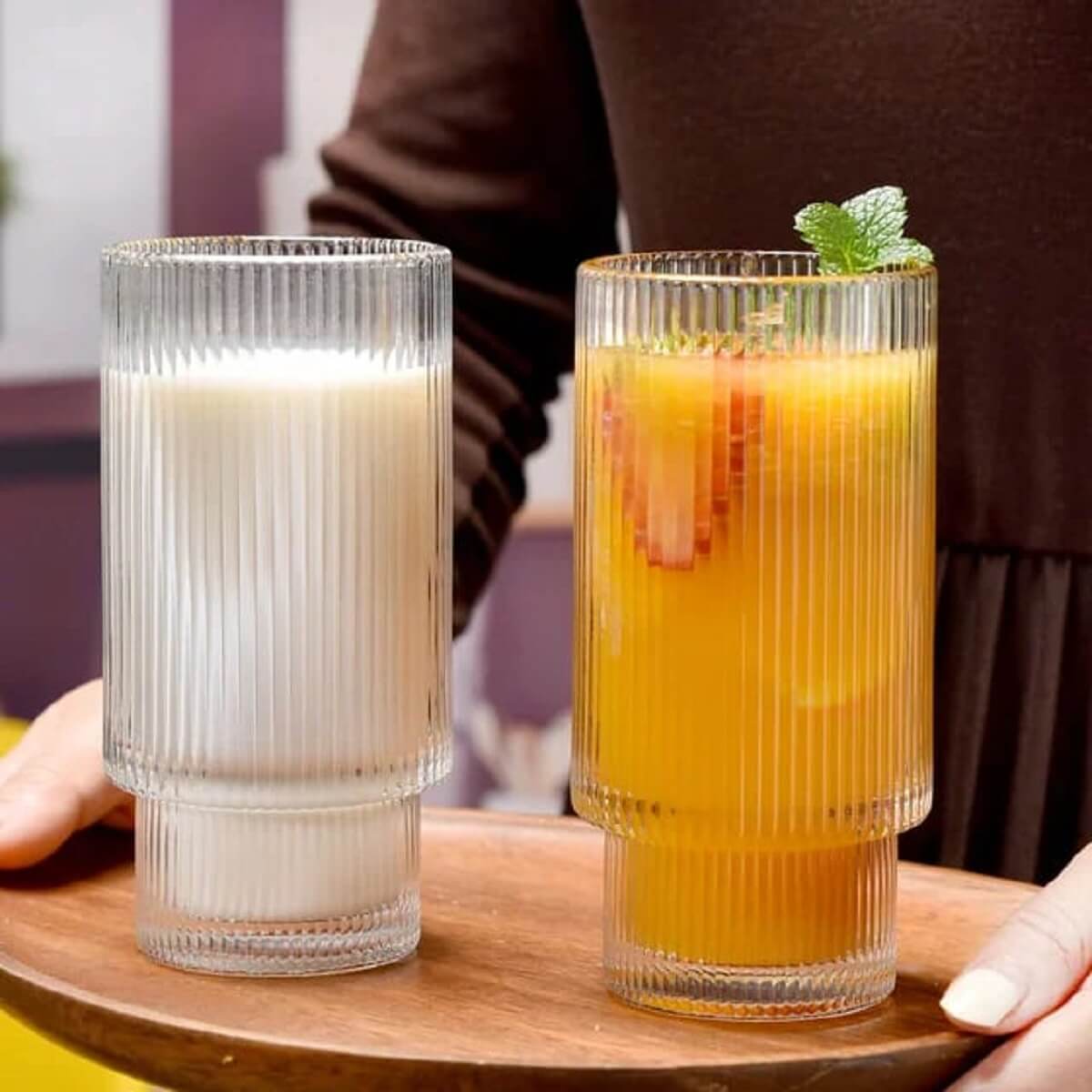 Ribbed Vintage Glass for Coffee Tea and all Winter beverages