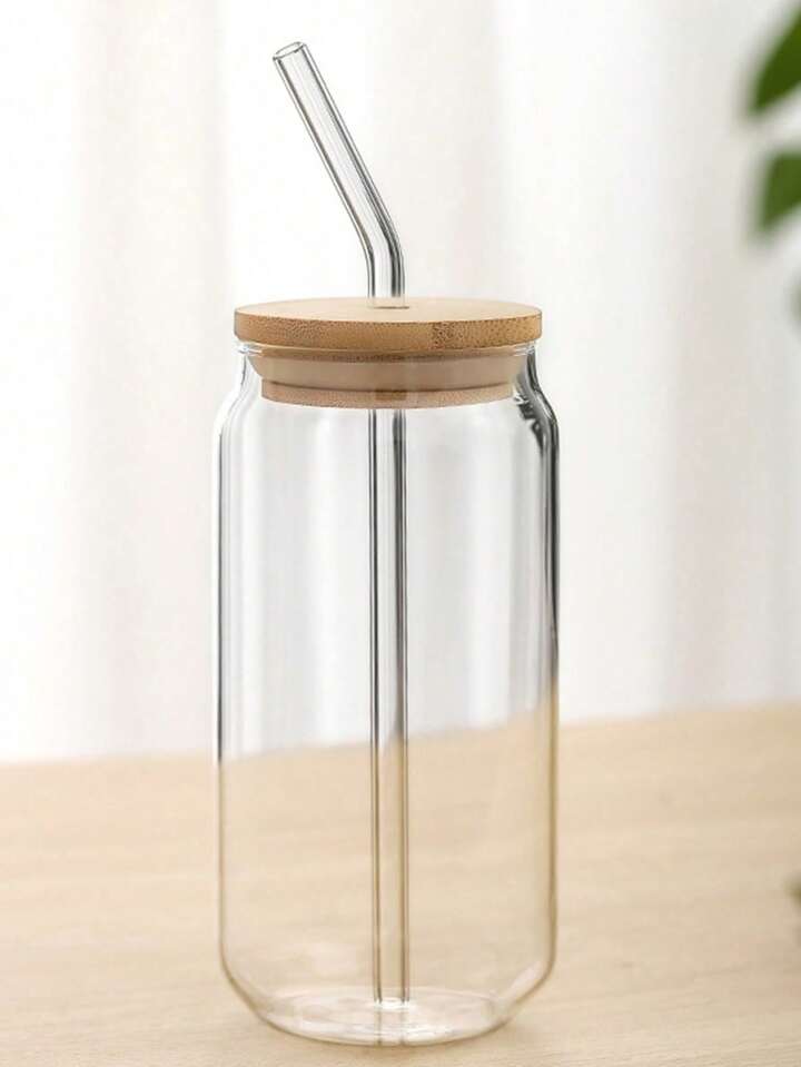 Sphere of Bliss Glass Cup with Wooden Lid and Glass Straw