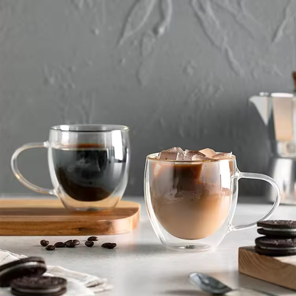 Bundle Gift Set - Double Wall Tea & Coffee Glass Mug Set - 250 ML