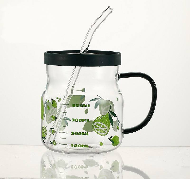 Sublimated Glass Tank with Glass Straw (Dash of green)