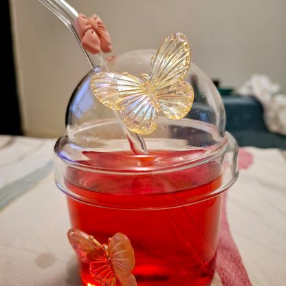 Siprella Glass Cup with Glass Straw