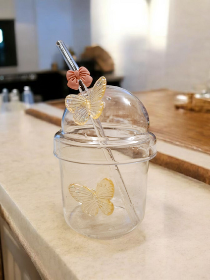 Siprella Glass Cup with Glass Straw