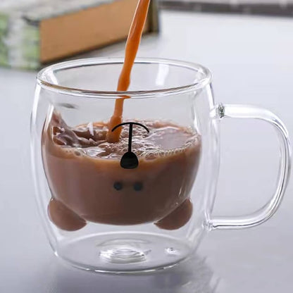 BrewTeddy Double Wall Glass Mug