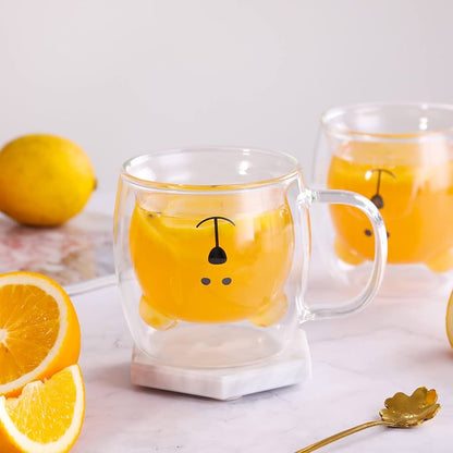 BrewTeddy Double Wall Glass Mug