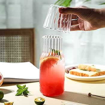 Glass and Pitcher Carafe Set 2 in 1