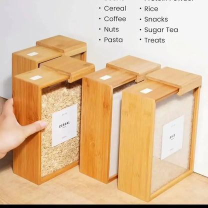 Bamboo Food Storage Container with Labels