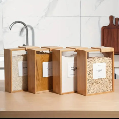 Bamboo Food Storage Container with Labels