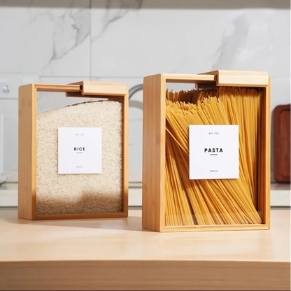 Bamboo Food Storage Container with Labels
