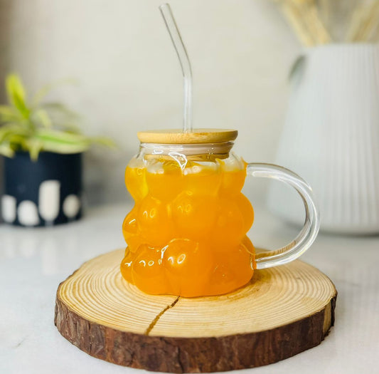 Bubblicious Mug with Lid and Glass Straw