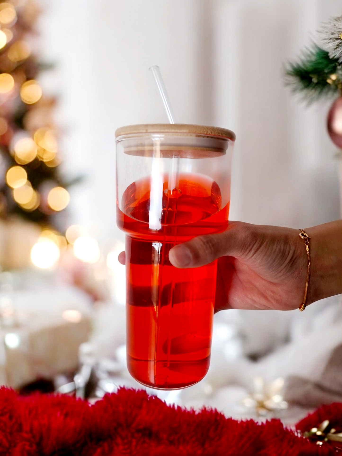 Tall Brew Glass Tumbler with Glass Straw and Lid