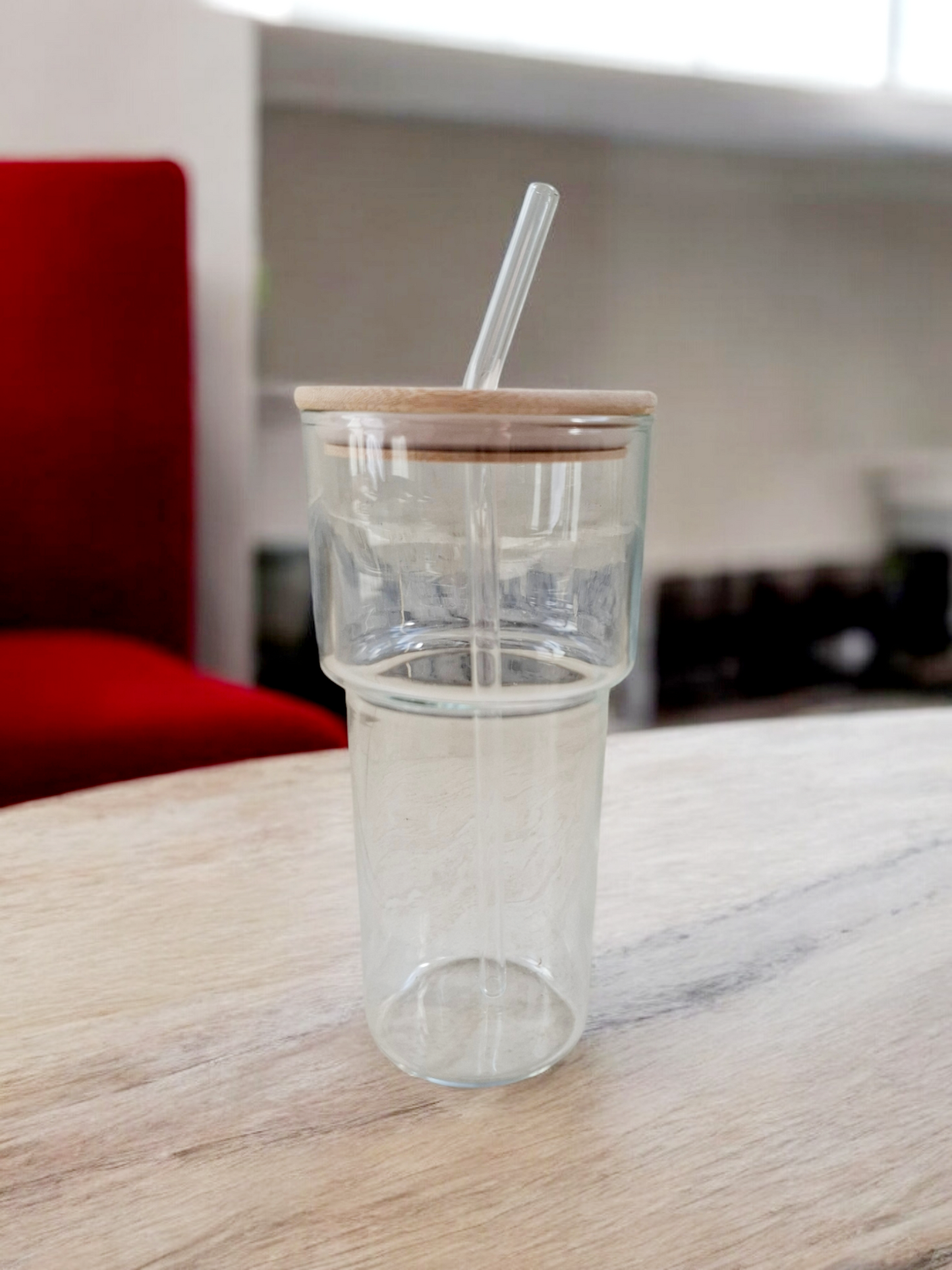 Tall Brew Glass Tumbler with Glass Straw and Lid