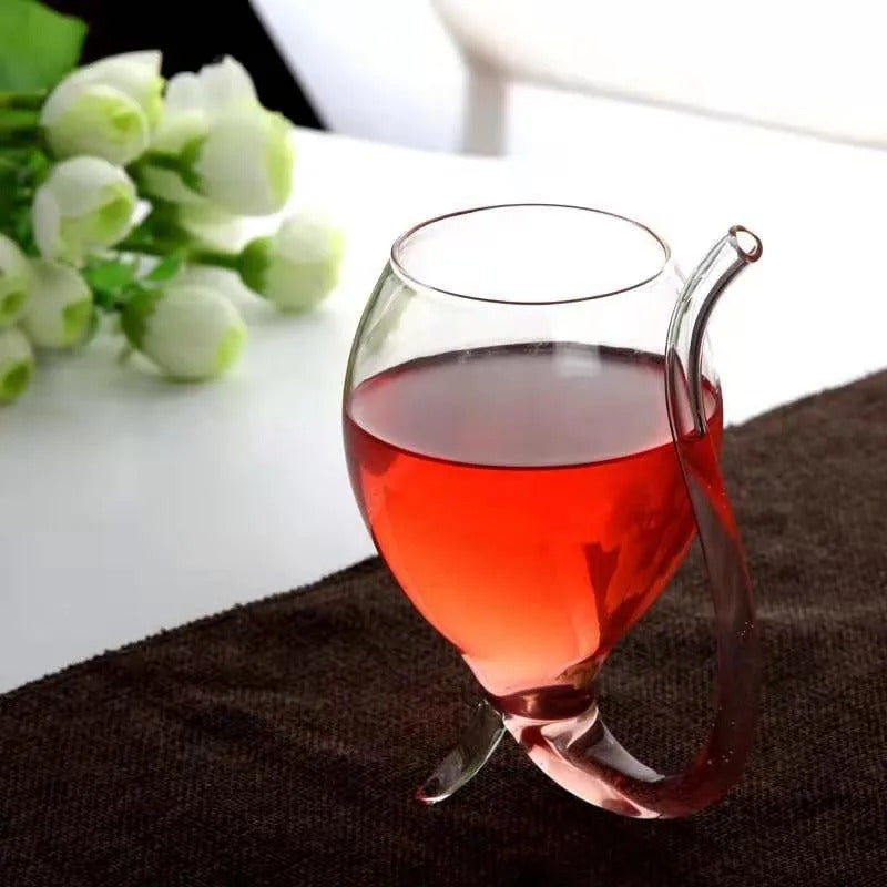 Swirl Sip Glass Goblet with Sipping Tube