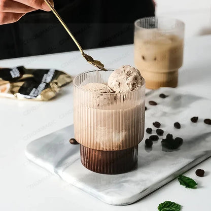 Ribbed Vintage Glass for Coffee Tea and all Winter beverages