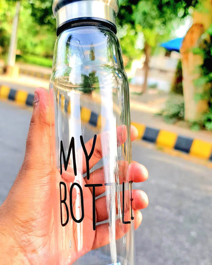 GlassGO Water Bottle With Neoprene Sleeve and Steel Cap - Travel Flask