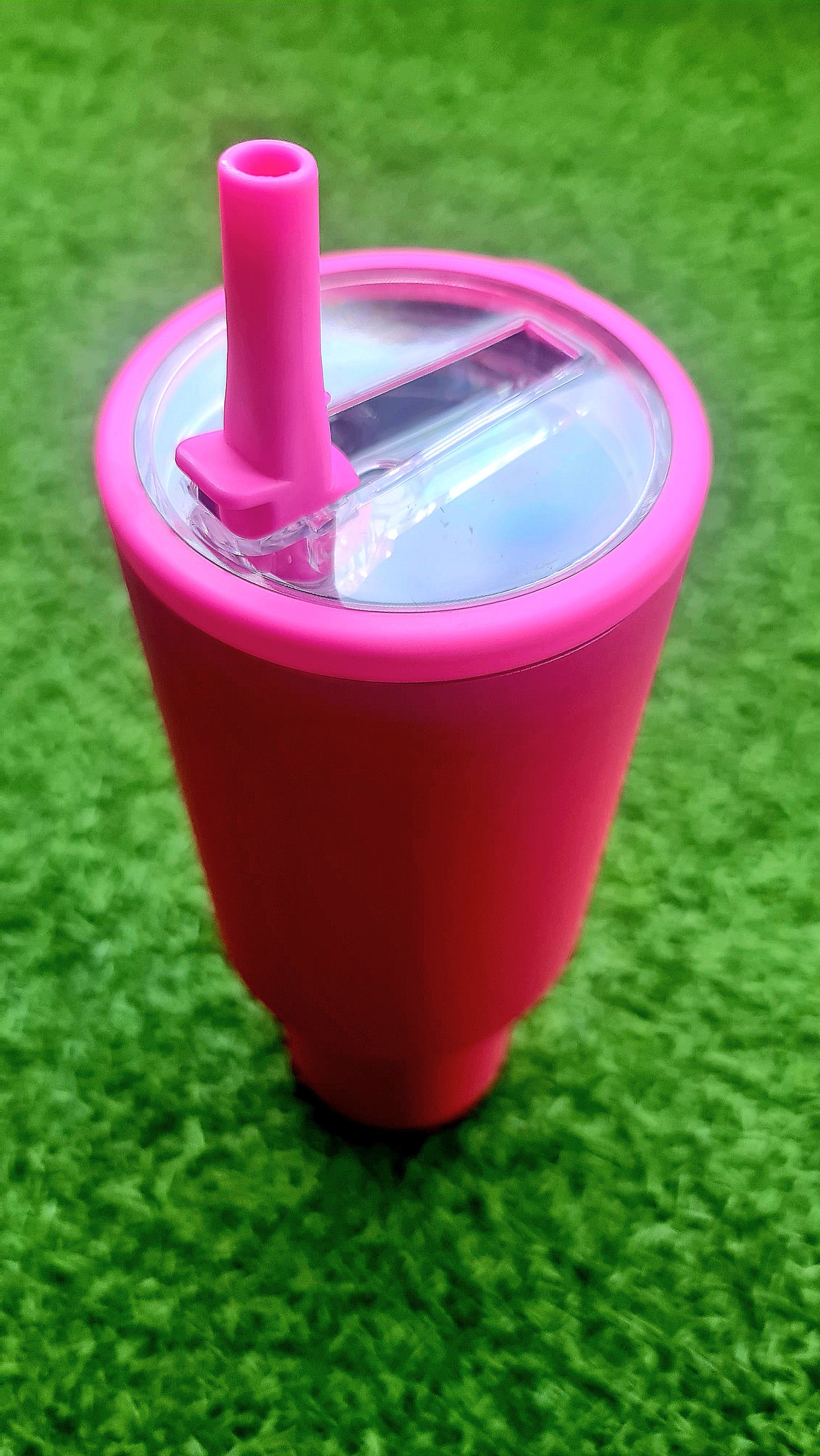 Hot Pink Tumbler with Straw and Lid